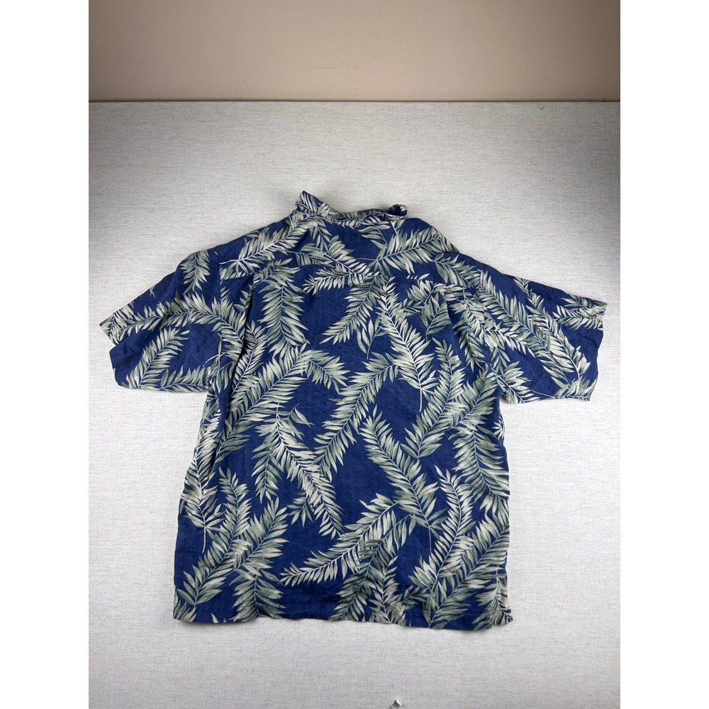 Tommy Bahama Mens XL‎ Silk Hawaiian Shirt Blue Palm Leaf Short Sleeve Button Up - Picture 7 of 7